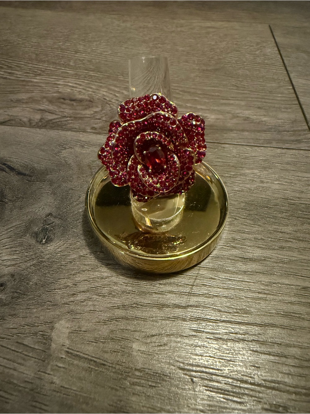 Kate Spade Scarlet Bloom Statement Ring - size 7 - red rhinestones